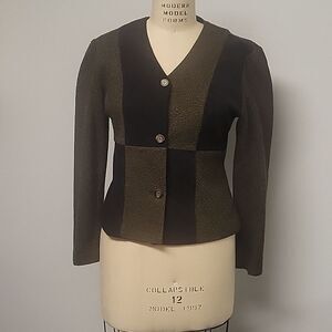 Vintage DJ Summers blazer. Hunter Green and black color block. Size M